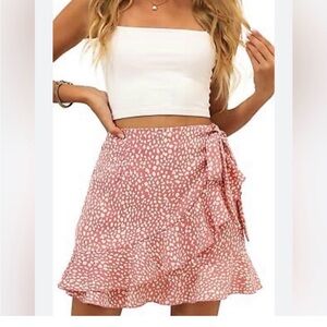 Stylish Wrap Skirt in Pink Pattern